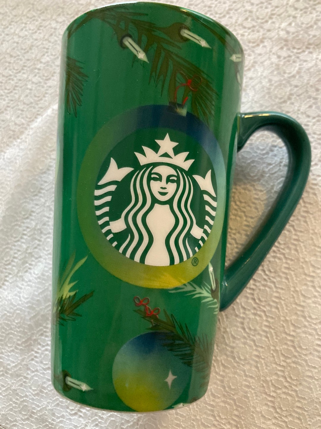 Collectable STARBUCKS Christmas Coffee MUG, Green Christmas Starbucks