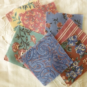 Verschiedene Quilt Blöcke Vintage Farben der 1970er Jahre.  Farben der 70er Jahre, Blues und Mulberry Farbe Quilt Blöcke Set von FOURTEEN!