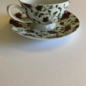 Vintage AVON Violet Floral Teacup and Saucer Set - 2012