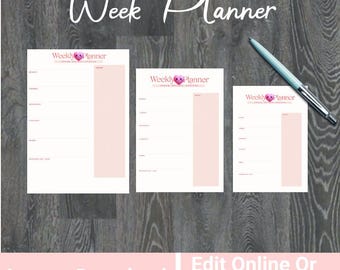 Weekly Planner Printable, Minimalist Weekly Schedule, Week At a Glance, Weekly Organizer, Office Planner, Desk Planner
