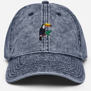 Toucan Embroidered Vintage Cap – Tropical Bird Dad Hat, Cotton Twill Hat Gift for Bird Lovers, 6 Colors