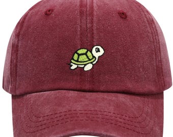 Embroidered Turtle Hat – Cute Animal Cotton Baseball Cap, Ocean Beach Dad Hat, Washed Vintage Unisex Adjustable Gift