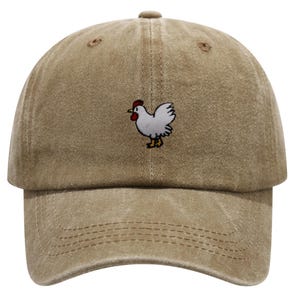 Funny Chicken Embroidered Hat – Vintage Washed Cotton Dad Cap, Farm Life Baseball Hat, Country Gift for Animal Lovers