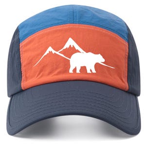 Bear Mountain Hat – Vintage Colorblock Hiking Cap, Bear Nature Dad Hat, Outdoorsy Adventure Cap, Unisex Trail Gear Hat