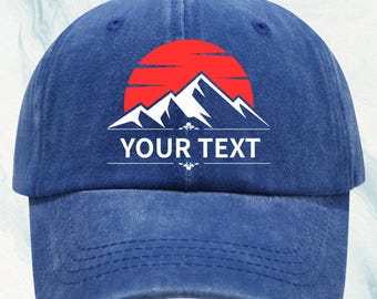 Personalized Mountain Dad Hat: Custom Sunset Hiking Cap