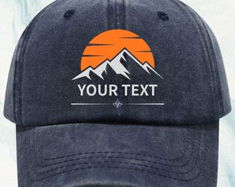 Custom Mountain Sunset Dad Hat: Personalized Hiking Cap