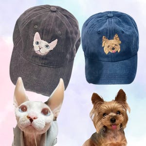 Custom Pet Embroidered Hat – Personalized Dog or Cat Hat, Pet Face Baseball Cap, Gift for Pet Lovers, Embroidery or Printed Option