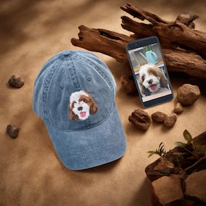 Custom Embroidered Pet Hat – Personalized Dog or Cat Baseball Cap with Your Pet’s Face!