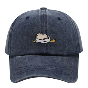 Embroidered Capybara Hat - Cute Capybara on Duck Baseball Cap Distressed Dad Hat Multiple Colors Funny Animal Gift