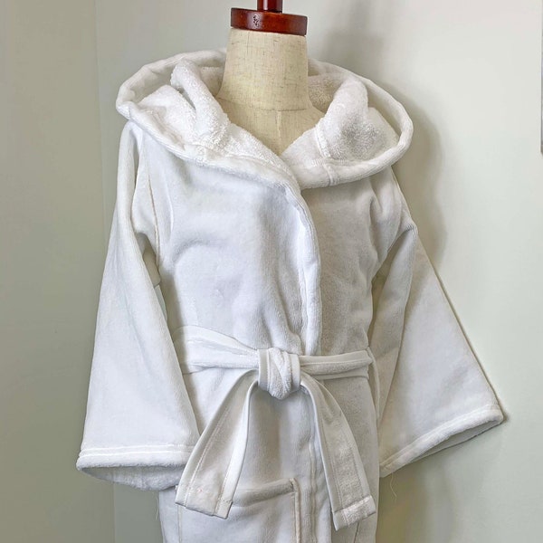 Kids Longer Length Hooded Cotton Terry Velour Robes-Boys Girls Pool Robe-Terrycloth - Beach Coverup-Personalized or Blank-USA Made-Style 140