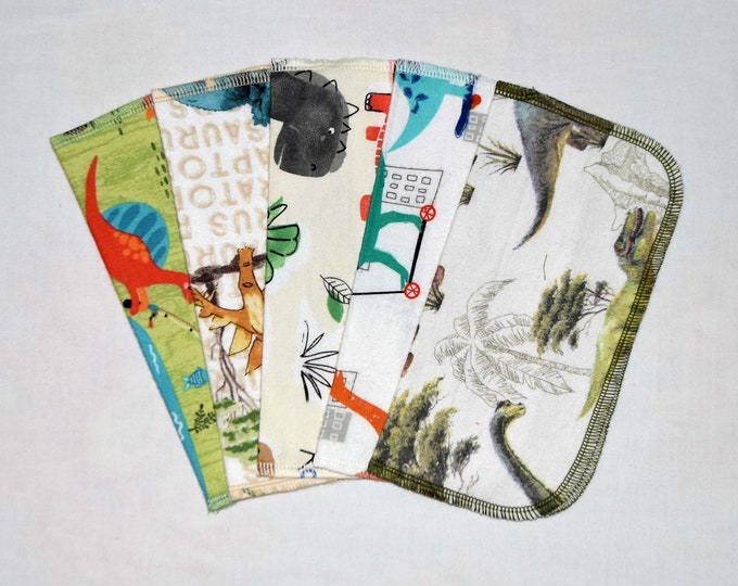 1 Ply Printed Flannel Little Wipes 8x8 Inches Dinosaurs