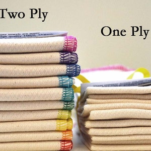 2-Ply, Double Thick Certified Organic Cotton Paperless Towels 11x12 inchesYour Choice of Edging Color and Pack Size image 3