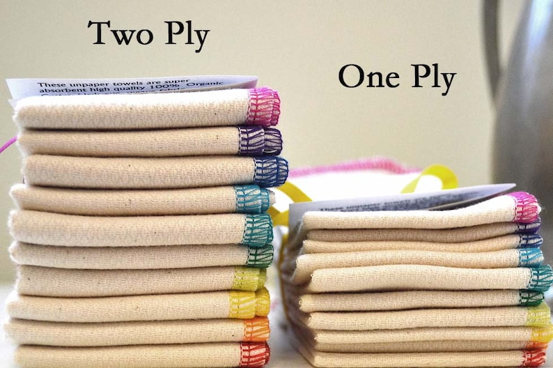 2-Ply, Double Thick Certified Organic Cotton Paperless Towels 11x12 inchesYour Choice of Edging Color and Pack Size image 3