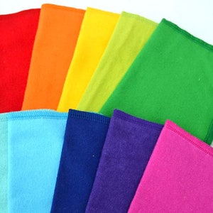 Full Rainbow Set of 10 1-Ply Solid Color Flannel Washable Napkins 8x8 inches - Little Wipes (R) Flannel · Handmade in the USA!
