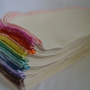 50 pack GOTS Certified Organic Cotton Cloth Wipes Little Wipes 8x8 1-Ply.....Your Choice of Edging Color image 3