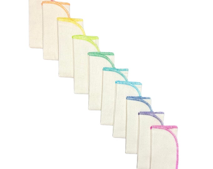 1-Ply Unbleached Birsdseye Cotton Paperless Towels ******Your choice of color edging · Handmade in the USA!