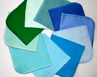 1 Ply Solid Cotton Flannel 12x12 Inches Paperless Towels Set of 10 Choose your color set · Handmade in the USA!