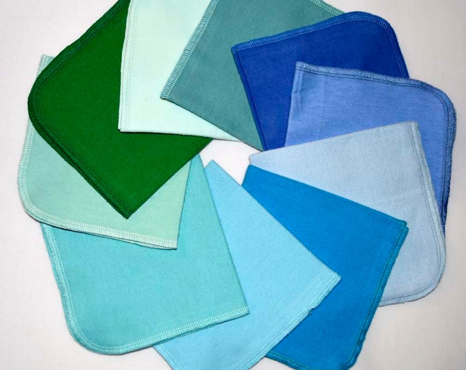 1 Ply Solid Cotton Flannel 12x12 Inches Paperless Towels Set of 10 Choose your color set · Handmade in the USA!