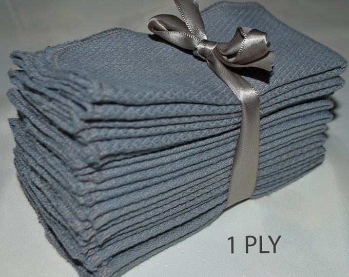 1 Ply 12x12 (pre shrunk) Inches Dyed Unbleached Cotton Birdseye Paperless Towel in Your Choice of Colors