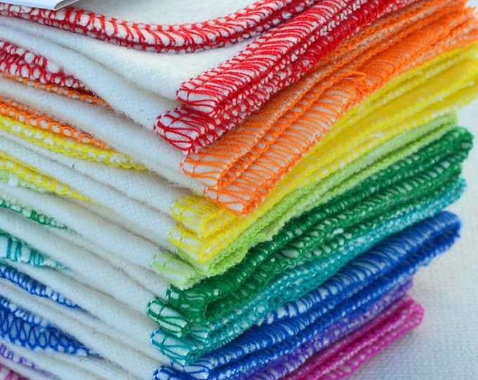 White Organic Cotton Flannel Paperless Towels or Napkins, 2 Ply,  Larger size -- Your Choice of Color and Quantity · Handmade in the USA!