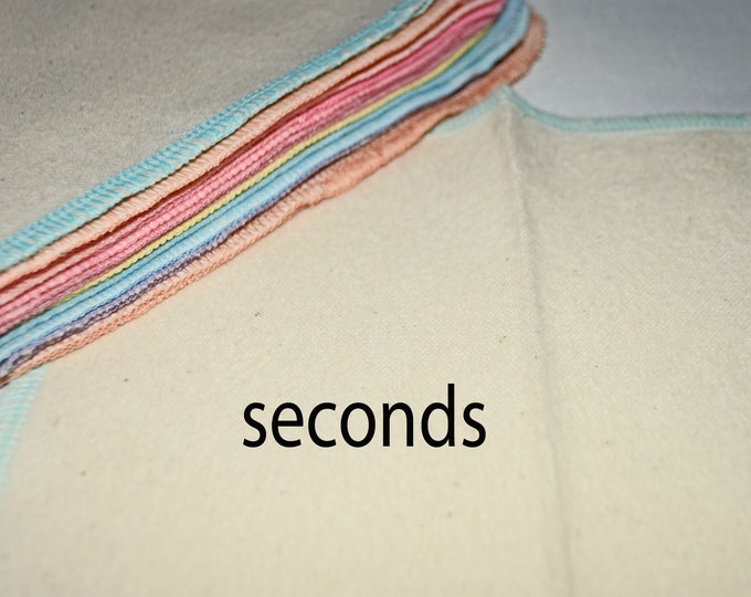 SECONDS 8x8 inches Organic Flannel Baby Wipes, Napkins or Washcloths, Pack of 10 - Great Bargain