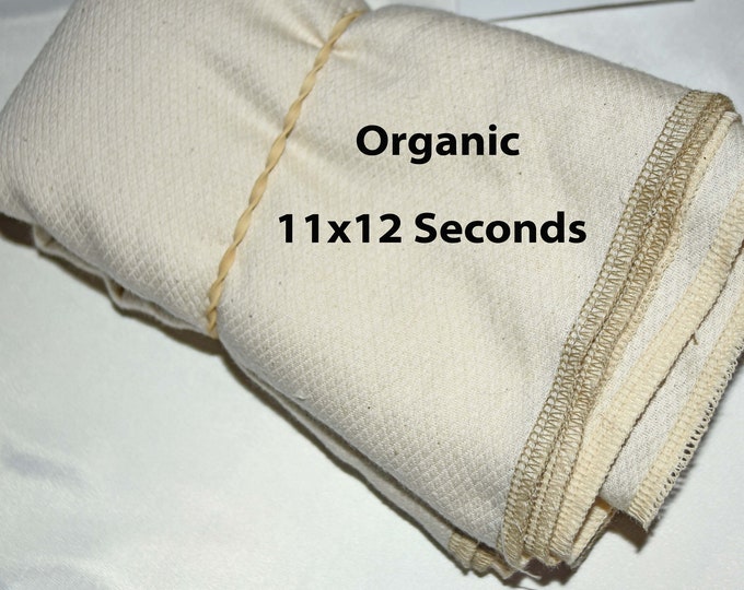 SECONDS  11x12 inches 1PLY  Organic  Paperless Towels, or Napkins , Pack of 10 - Great Bargain - Size 11x12 inches