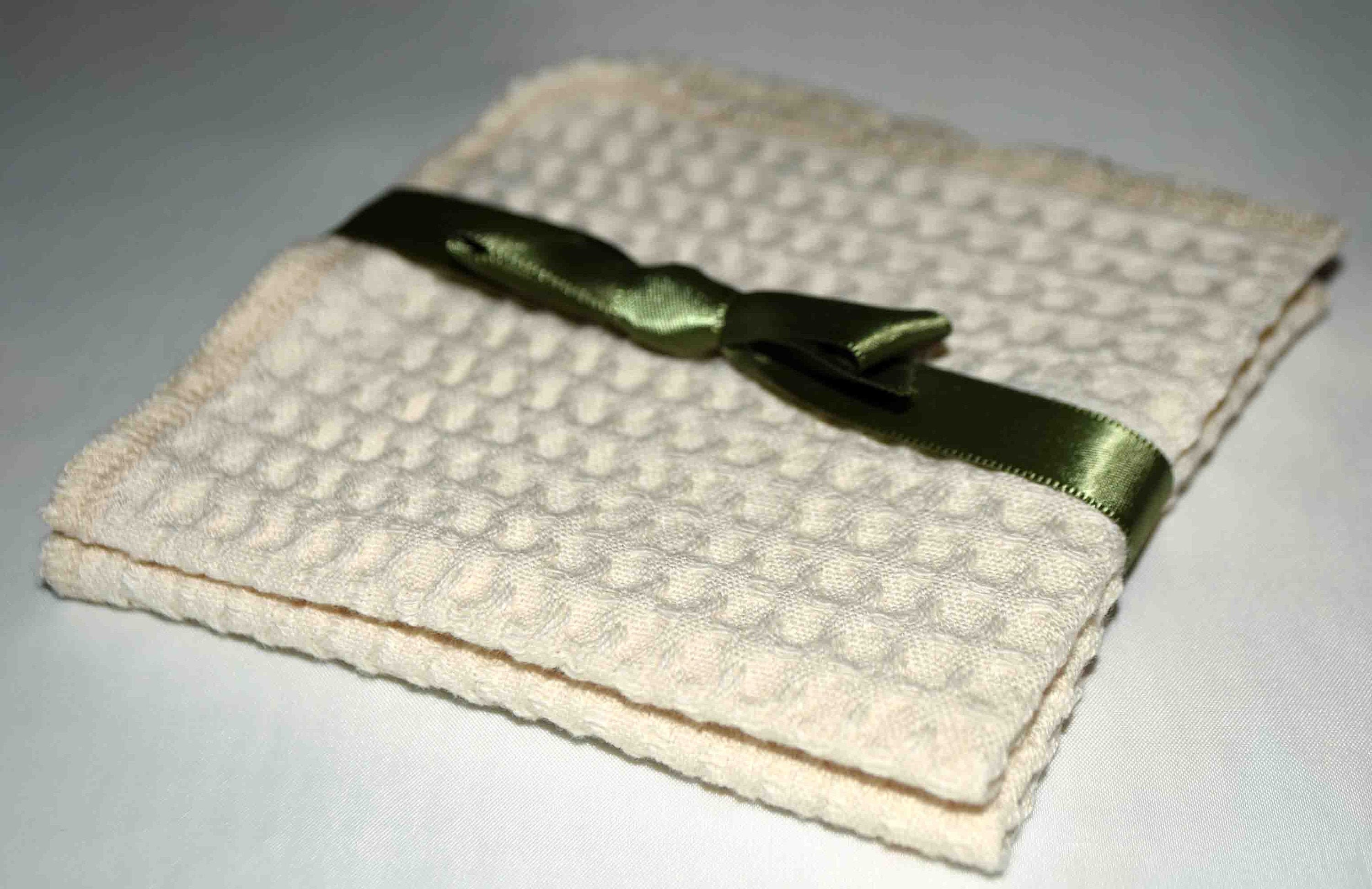 Set of 3 Waffle Washcloths in Size of 9x9 Inches, Organic Cleaning Cloths,  Reusable Dish Pads, Linen Dishcloths 