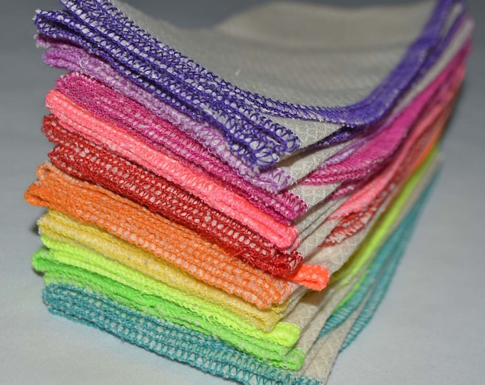1-Ply 14x14 Large Size Unbleached Cotton Paperless Towels or Napkins******Your choice of color edging · Handmade in the USA!