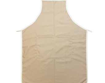 Khaki Apron, For Women, Straight Style, Made in USA, No-Gap Apron, Gift for Her, Choose Size XS-XXXL, Adjustable, Front Pocket,