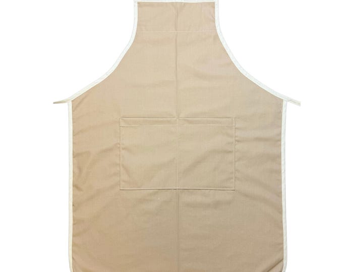 Khaki Apron, For Women, Straight Style, Made in USA, No-Gap Apron, Gift for Her, Choose Size XS-XXXL, Adjustable, Front Pocket,