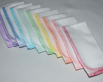 PaperLess Towels Set of 10 --  Spring Assortment in White Birdseye Fabric · Handmade in the USA!