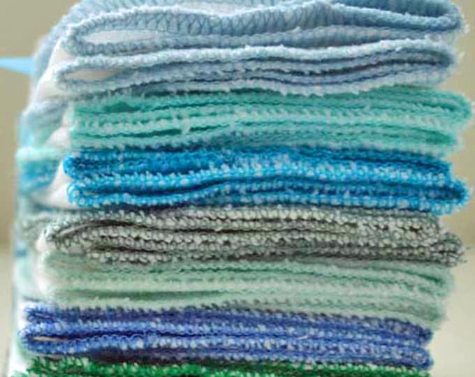 Extra Big Stack of 50 Paperless Towels in White Birdseye Cotton with Your Choice of Colored Edging