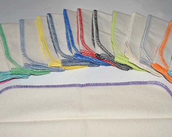 20 pack Flannel GOTS Certified Organic Cotton Paperless Towels.....Your Choice of Edging Color