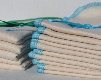 Double Thick 11x12 inch 2- Ply Unbleached Birsdseye Cotton Un-Paper Towels Free Shipping in the USA, Your choice of color edging
