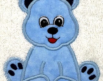 Embroidery Blue Bear Simple Embroidery for Aprons, T-Shirts, Pillows, Robes, Etc.