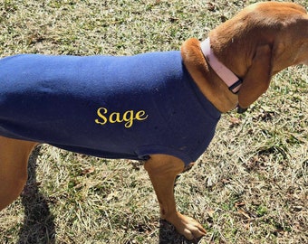 Sleeveless Dog Shirt, Personalized Pet Clothing, New Puppies, Unique Gift for Dog Parents, USA Made Organic Cotton Sweatshirt, Vizsla Vest