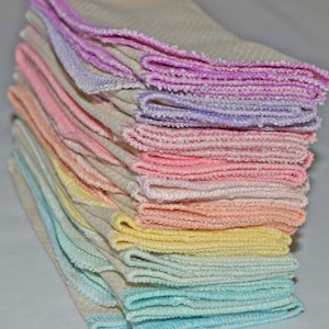 2-Ply 14x14 Large Size Unbleached Cotton Paperless Towels or NapkinsYour choice of color edging image 1