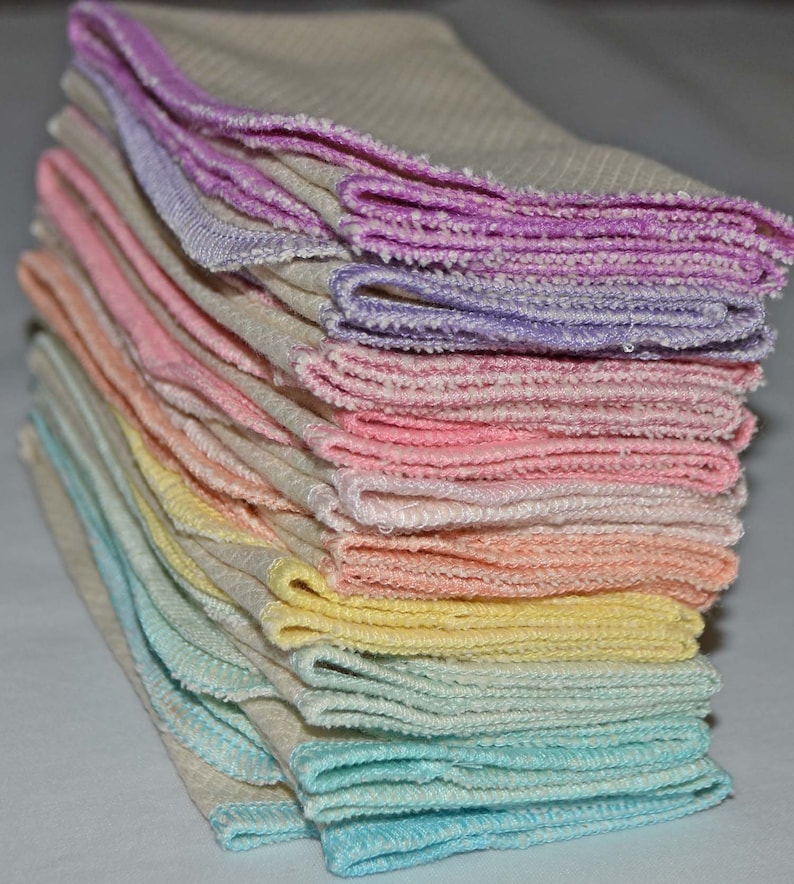 1-Ply Unbleached Birsdseye Cotton Paperless Towels Your choice of color edging image 5