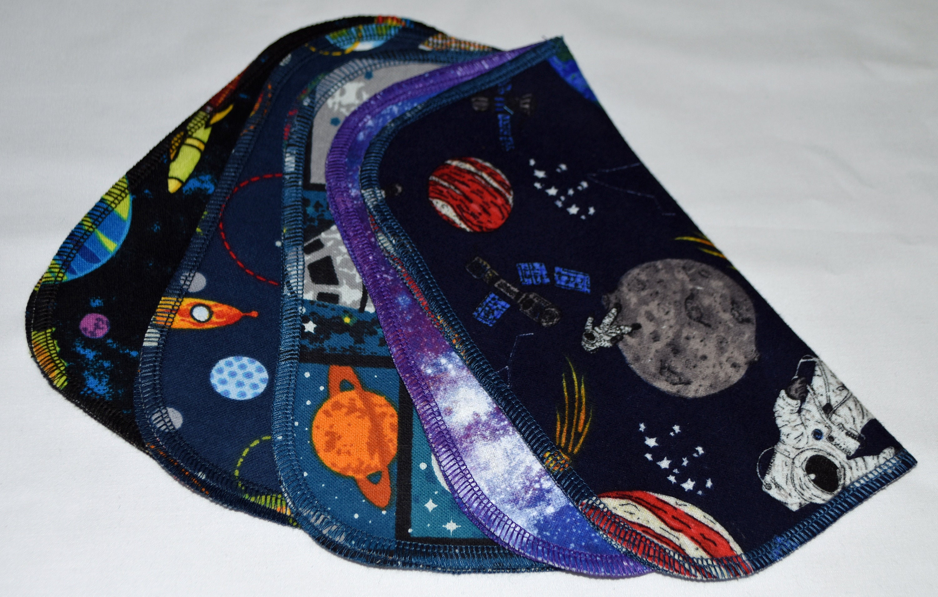 Flannel R 2 Ply Printed Flannel Washable Out of This WORLD- Set Napkins 8x8 inches 5 Pack Little Wipes