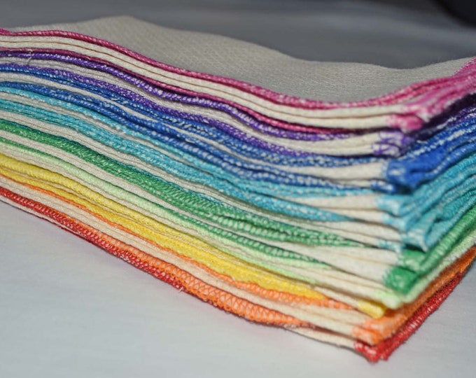 1 Ply Organic Cotton Paperless Towels - 14x14 inches Organic Birdseye Cotton - Choice of Edging Color and Quantity · Handmade in the USA!