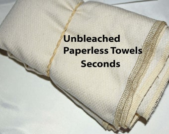 SECONDS.......1 Ply Paperless Towels set of 10 in Unbleached Cotton Birdseye Fabric