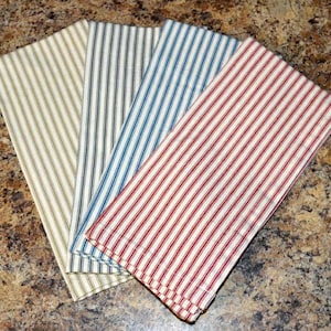 Dish Towels-11x24 or 17x30---------100% Striped Cotton Ticking- your choice of color-Set of 2 · Handmade in the USA!