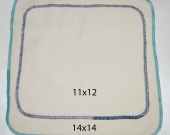 2-Ply 12x12 Pre Shrunk Large Size Dyed Cotton Paperless Towels or Napkins GOTS Certified Organic Your choice of color