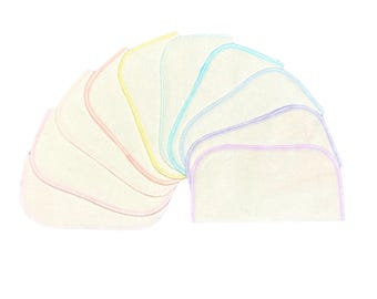 2 Ply Baby Wipes Double Thick Unbleached Birdseye Cotton Little Wipes 8x8 inches - Your Choice of Edging Color · Handmade in the USA!