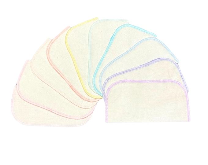 2 Ply Baby Wipes Double Thick Unbleached Birdseye Cotton Little Wipes 8x8 inches - Your Choice of Edging Color · Handmade in the USA!
