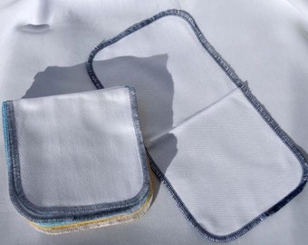 Half-Sheet Size 2-Ply Paperless Towels in White Birdseye Cotton with Your Choice of Colored Edging and Pack Quantity · Handmade in the USA!