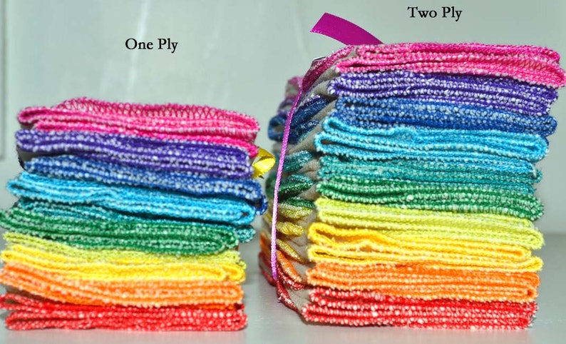 2-Ply, Double Thick Certified Organic Cotton Paperless Towels 11x12 inchesYour Choice of Edging Color and Pack Size image 2