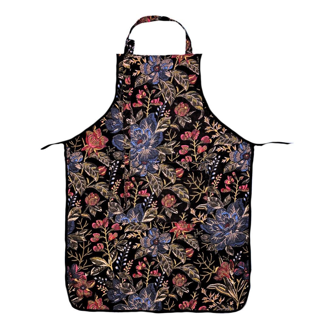 FLORAL APRON DRESS ブラック Bruna Blue/Black Floral Apron Dress l Dresses l Apparel