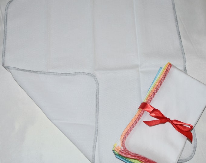 Extra Large White Birdseye Cotton Paperless Towels or napkins 1-Ply 18x18 inches · Handmade in the USA!