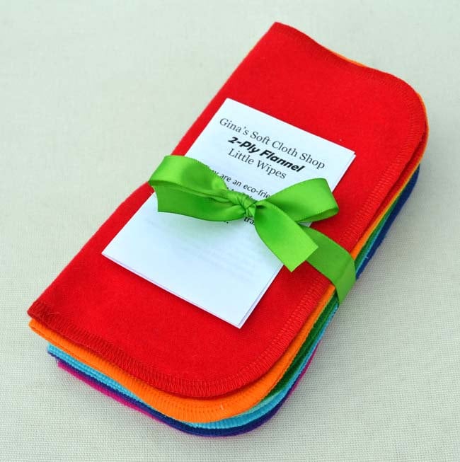 Choose your Color and Combinations Little Wipes R 1 Ply Color Flannel Washable Napkins 8x8 inches 10 Pack 